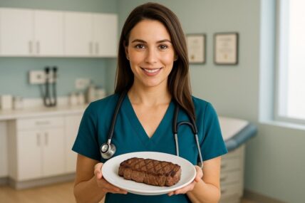 Doctor with a steak