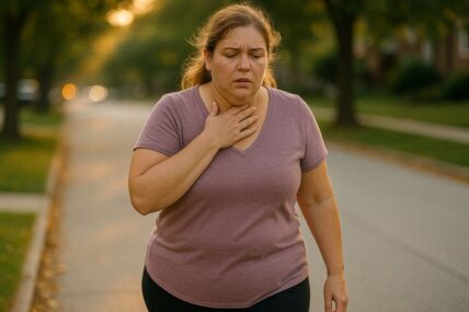 Woman walking in discomfort