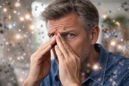 Man having vision trouble, floaters and flashes.