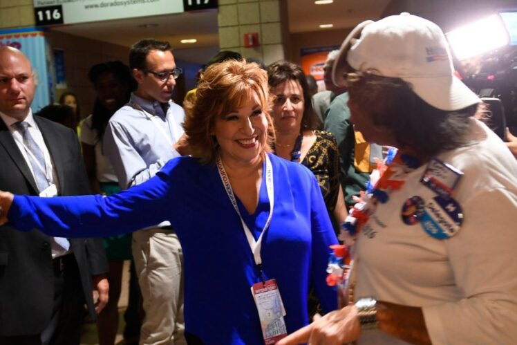 USA; Television personality Joy Behar speaks with convention goers.